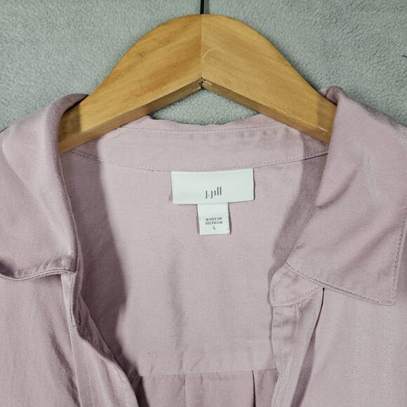 J Jill Blouse Womens Large Modal Satin Button Front Purple Lavender Career Relax - Picture 5 of 14